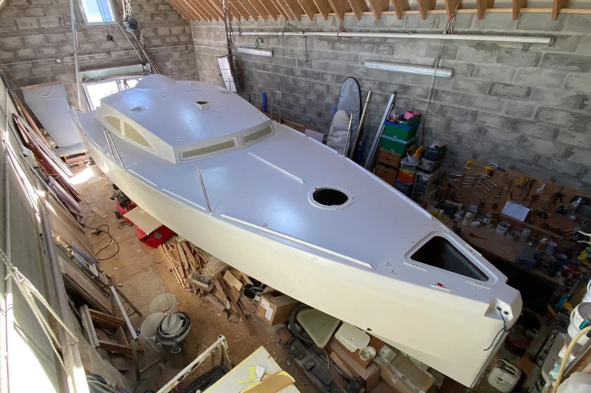 VT33 is ready to have her deck hardware fitted